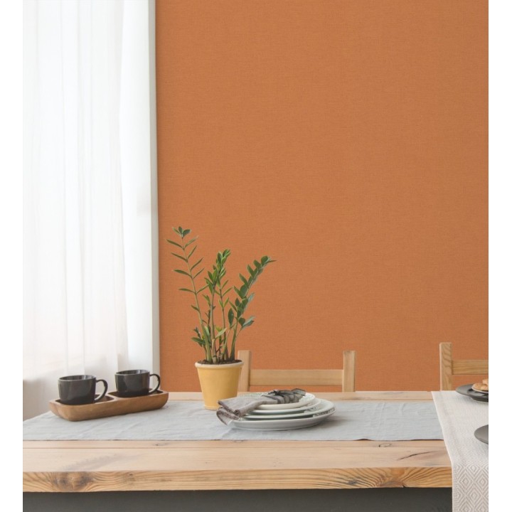 Papel pintado liso con textura lienzo pintado color naranja - Brighton Amber 685353