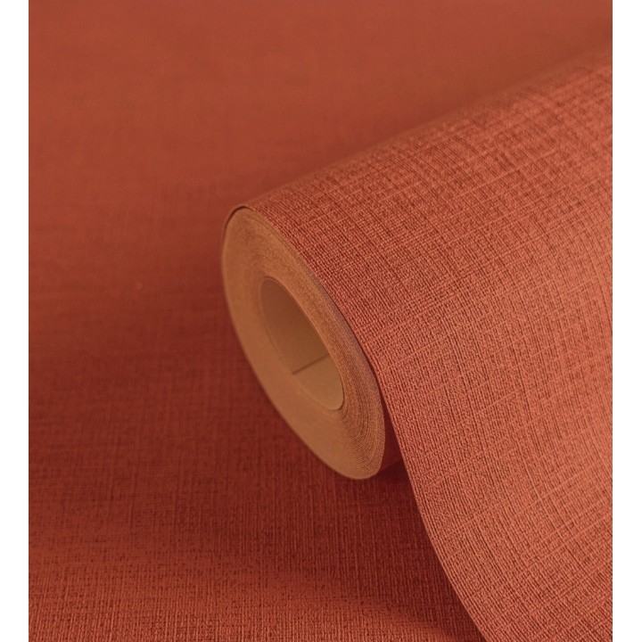 Papel pintado liso con textura lienzo pintado color rojo terracota - Brighton Amber 685354