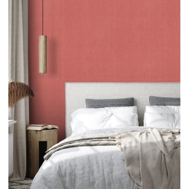 Papel pintado liso de microfibras textiles tintadas rojo carmesí - Melbourne Colour 685355