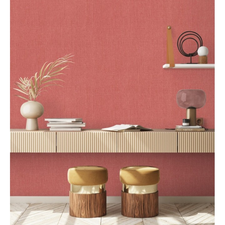 Papel pintado liso de microfibras textiles tintadas rojo carmesí - Melbourne Colour 685355