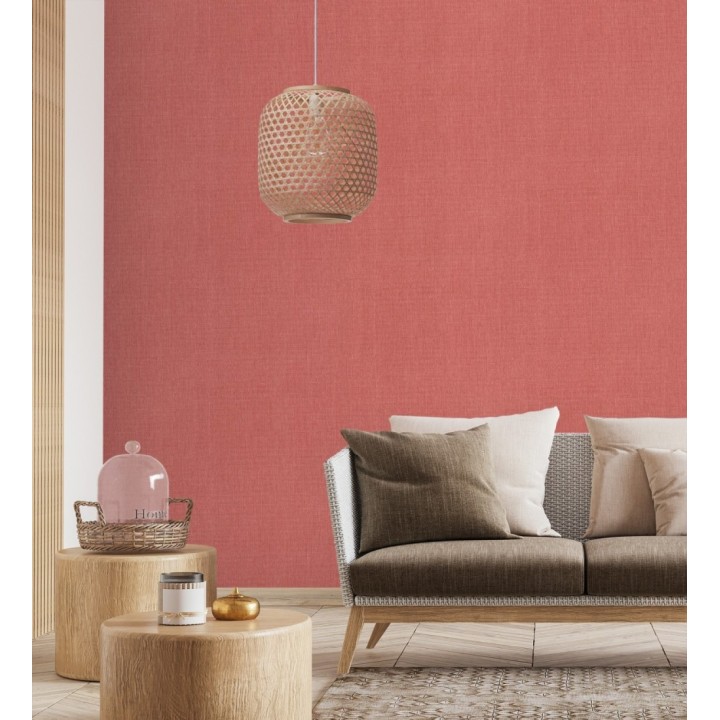 Papel pintado liso de microfibras textiles tintadas rojo carmesí - Melbourne Colour 685355