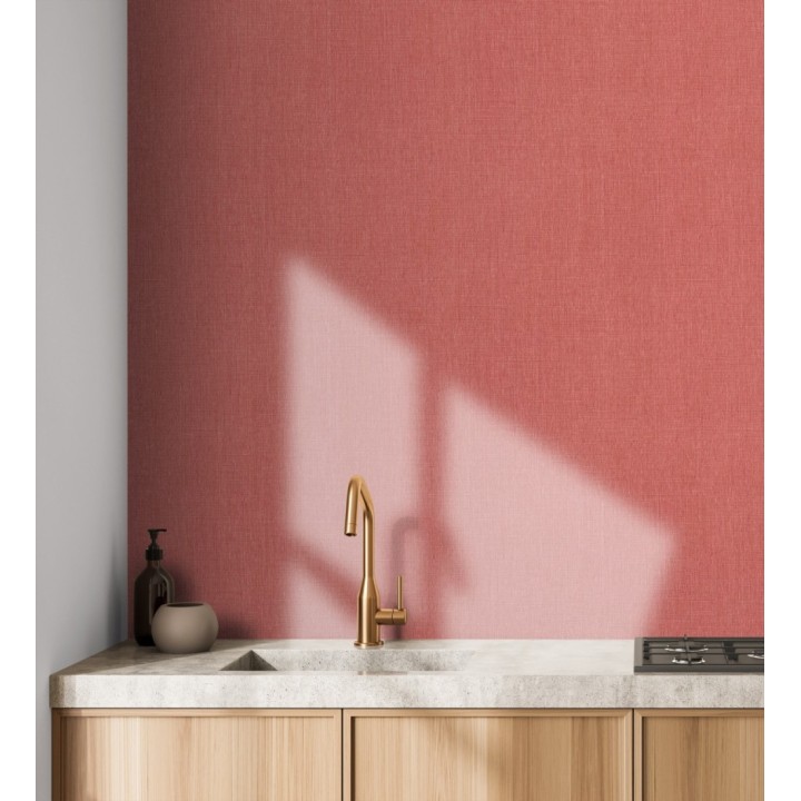 Papel pintado liso de microfibras textiles tintadas rojo carmesí - Melbourne Colour 685355