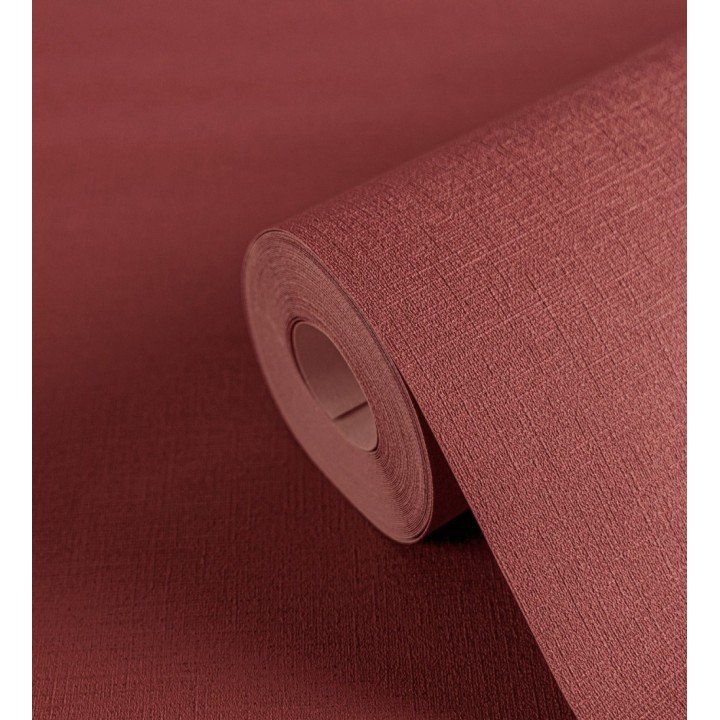 Papel pintado liso con textura lienzo pintado color granate - Brighton Amber 685356
