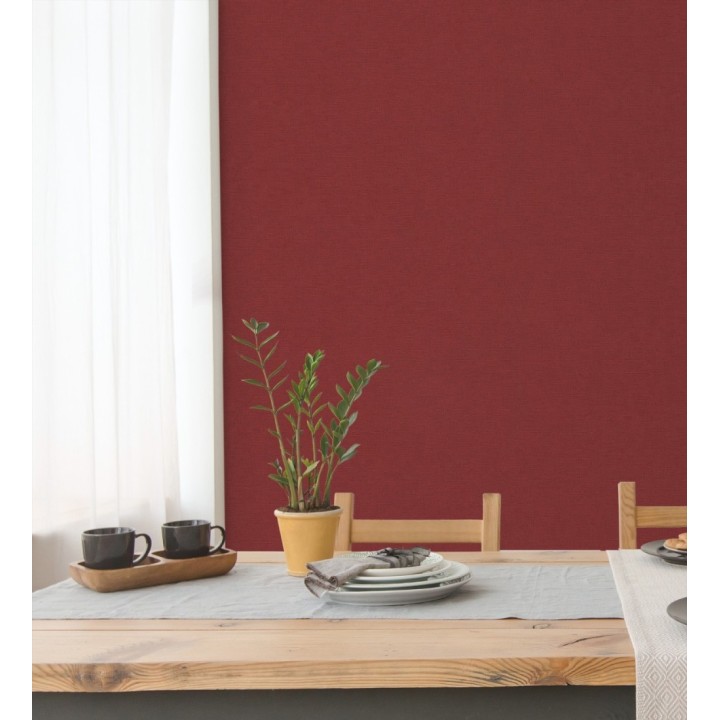 Papel pintado liso con textura lienzo pintado color granate - Brighton Amber 685356