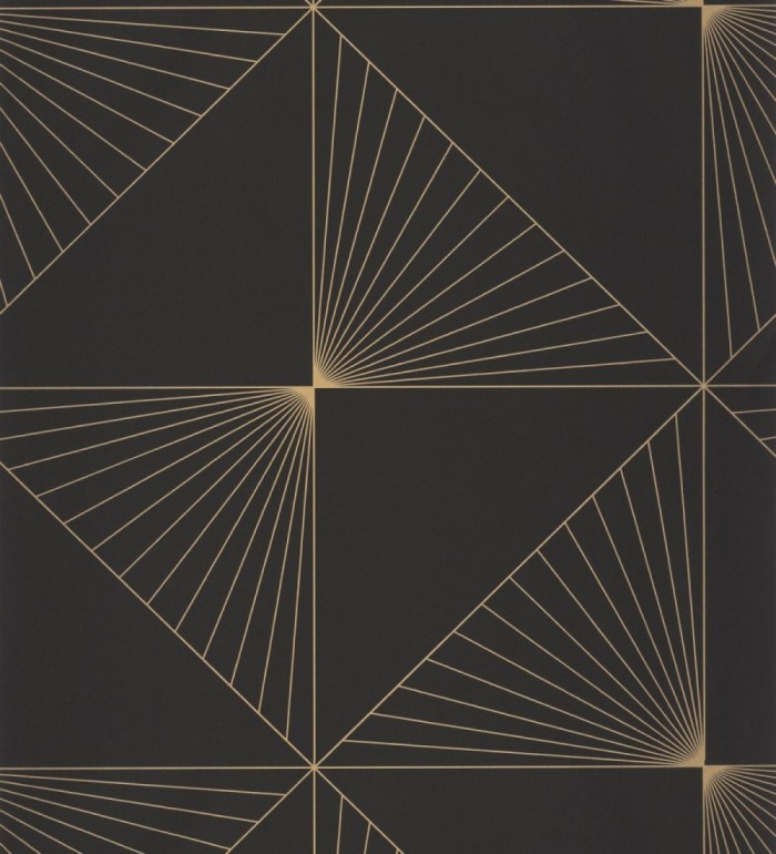 Papel pintado rombos art decó negro y dorado - Timeless 126859