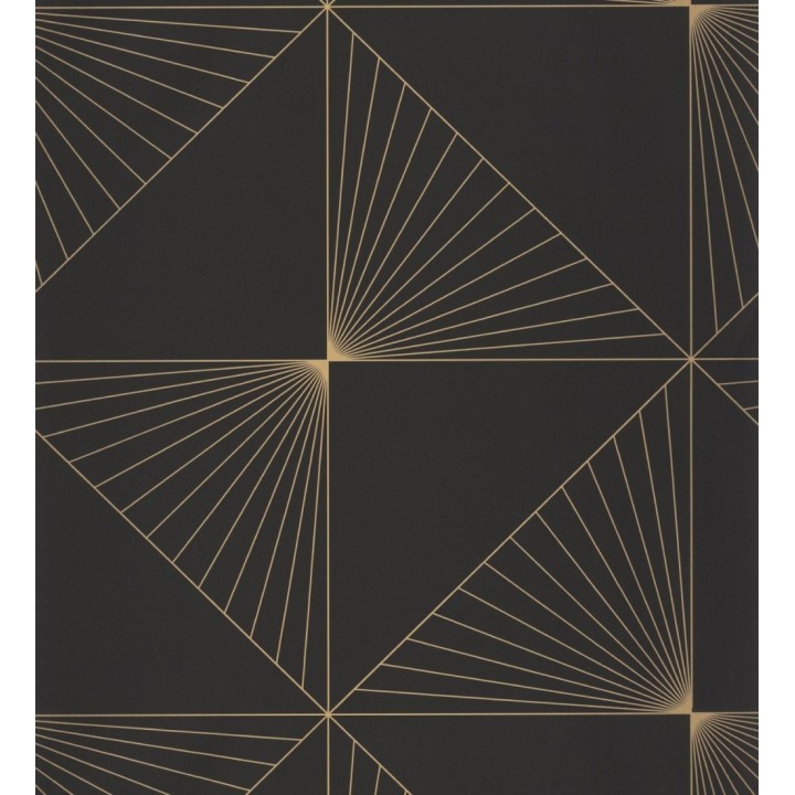 Papel pintado rombos art decó negro y dorado - Timeless 126859
