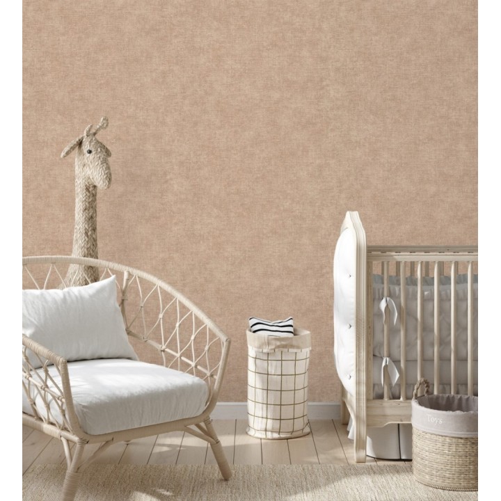 Papel pintado liso tono arcilla efecto textil hilos de lino y algodón - Raffton Clay 685358