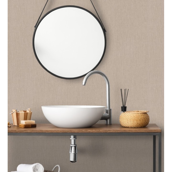 Papel pintado liso de microfibras textiles naturales adobe rosado - Melbourne Linen 685359