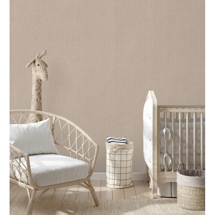 Papel pintado liso de microfibras textiles naturales adobe rosado - Melbourne Linen 685359