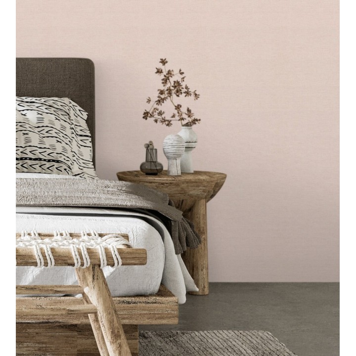 Papel pintado liso con textura lienzo pintado color rosa pálido - Brighton Amethyst 685360