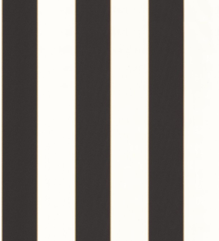 Papel pintado rayas negras bordeadas en oro fondo blanco roto - Rover Stripes 126861