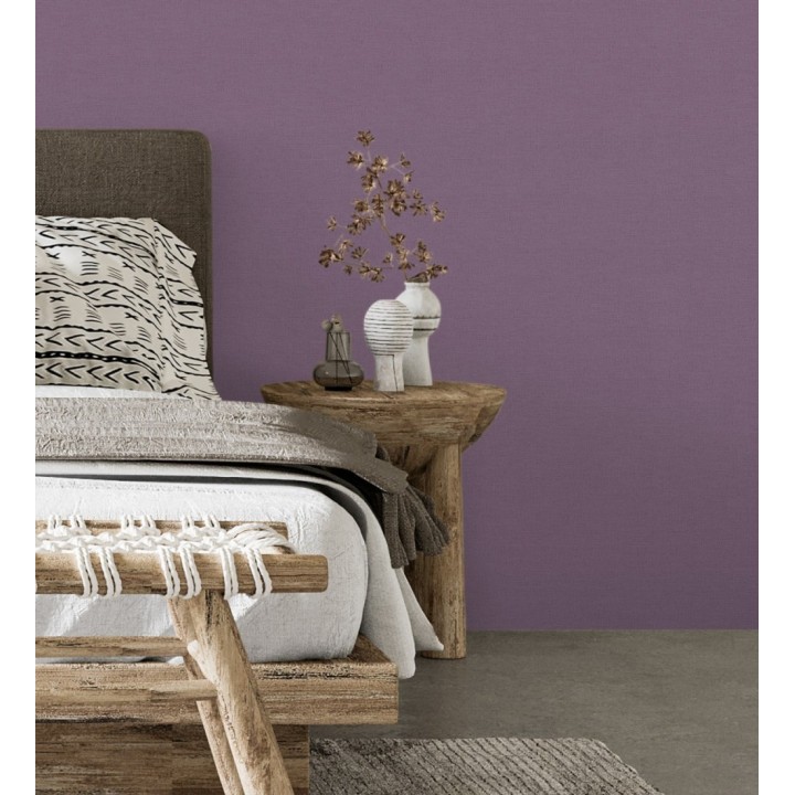 Papel pintado liso con textura lienzo pintado color amatista - Brighton Amethyst 685362