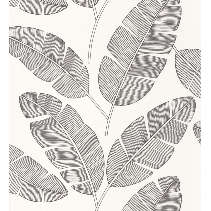 Papel pintado hojas grandes en negro y blanco - Mawi Leaves 126863