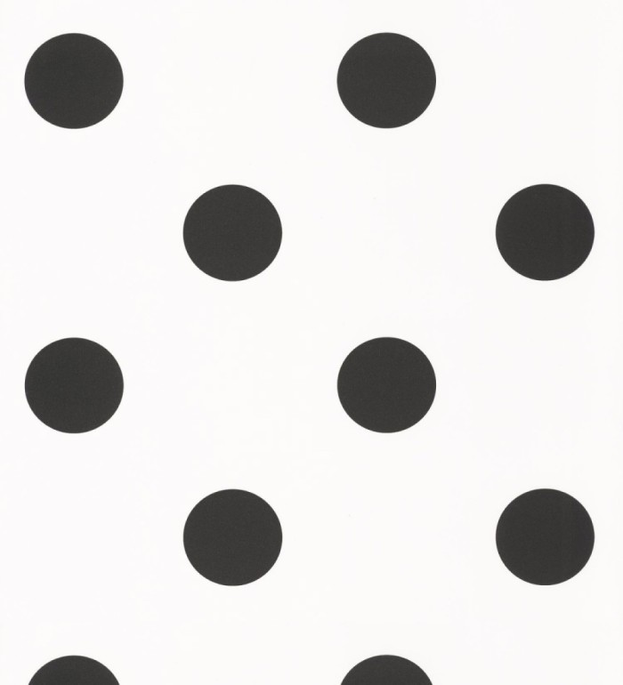 Papel pintado lunares grandes negro y blanco - Rover Dots 126875