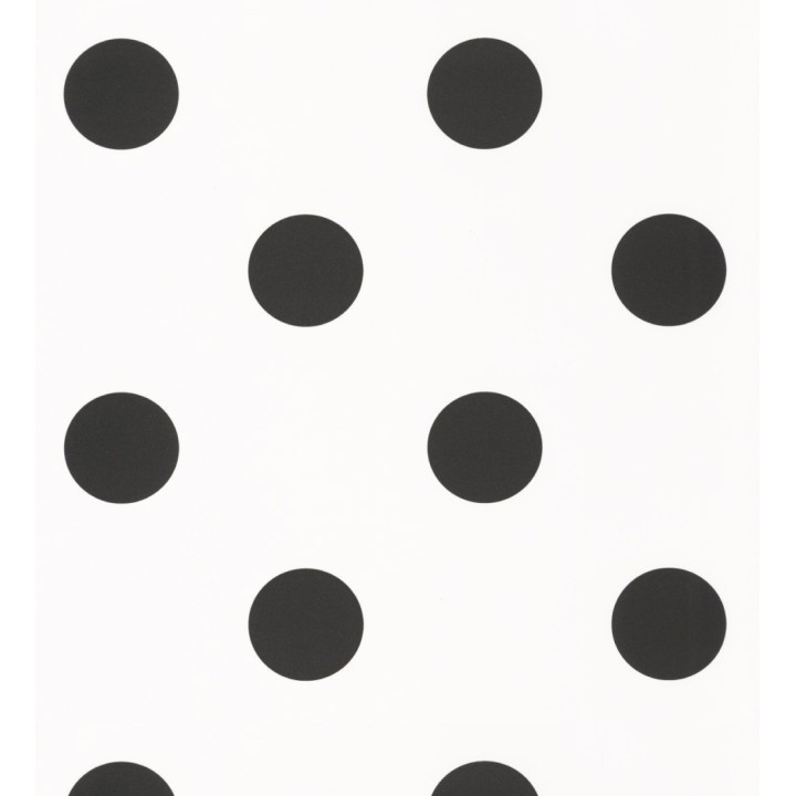 Papel pintado lunares grandes negro y blanco - Rover Dots 126875