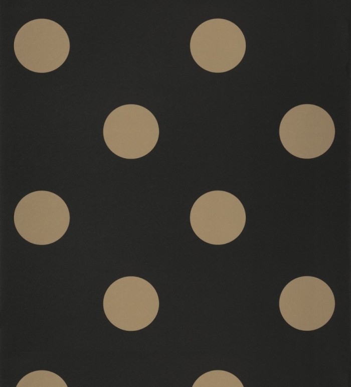 Papel pintado lunares grandes negro y dorado - Rover Dots 126876