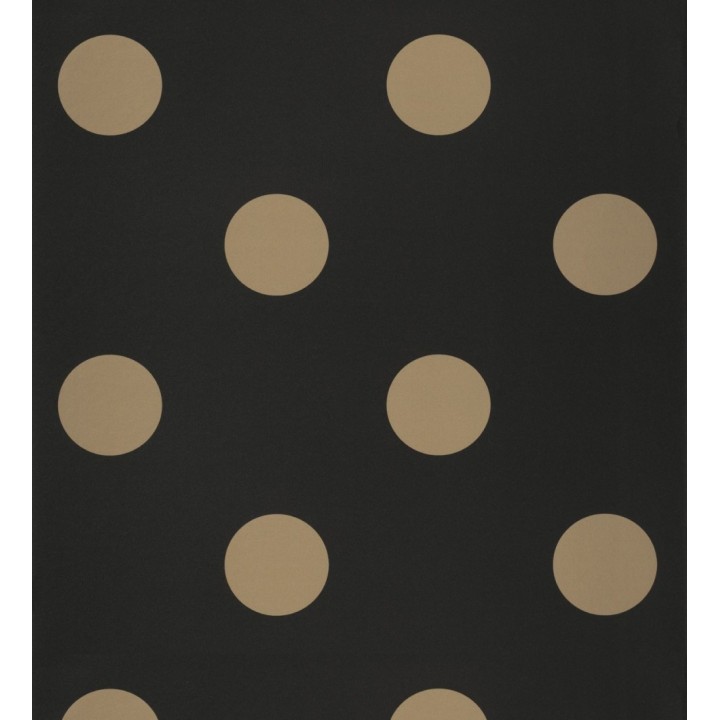 Papel pintado lunares grandes negro y dorado - Rover Dots 126876