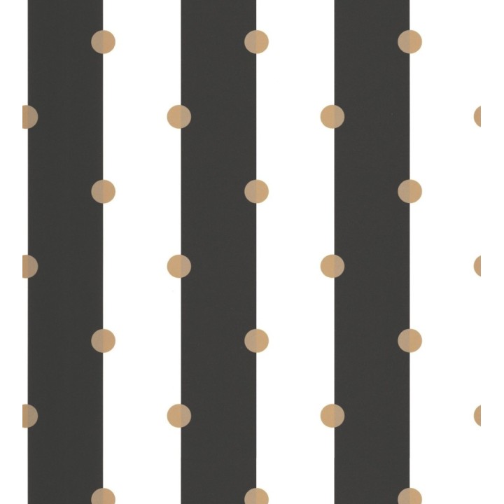 Papel pintado rayas blancas y negras con lunares - Dot Stripes 126877