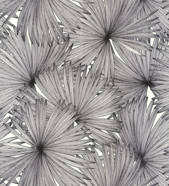 Papel pintado hojas grandes negro y blanco - Kapalua 126879