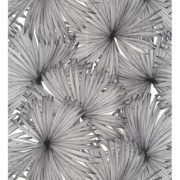 Papel pintado hojas grandes negro y blanco - Kapalua 126879