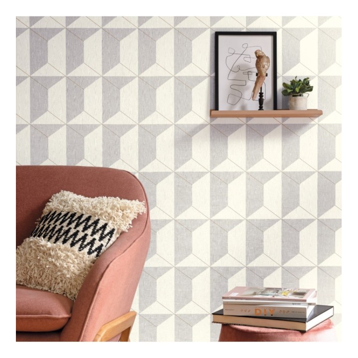 Papel pintado geométrico de hexágonos - Milton Hexagon 126899