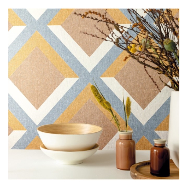 Papel pintado geométrico rombos superpuestos - Wilton House 126902