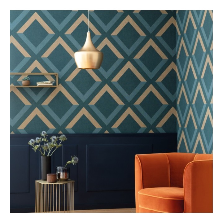 Papel pintado geométrico rombos superpuestos - Wilton House 126903