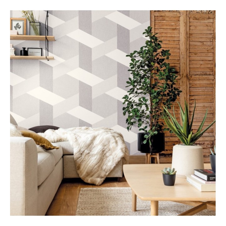 Papel pintado geométrico de líneas transversales - Danton 126908