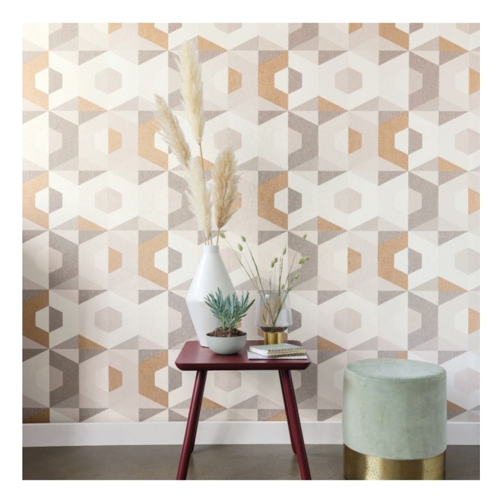 Papel pintado geométrico de hexágonos - Hexagon House 126912
