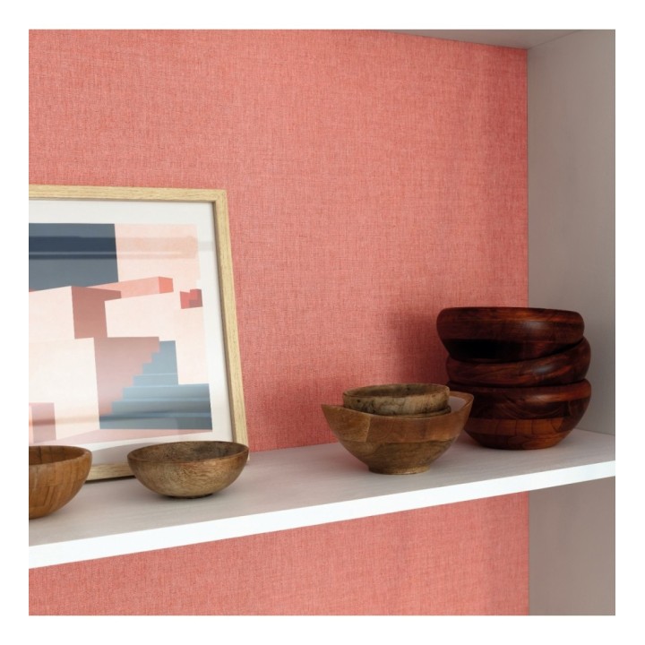 Papel pintado liso texturizado color coral - Atelier Texture 126929