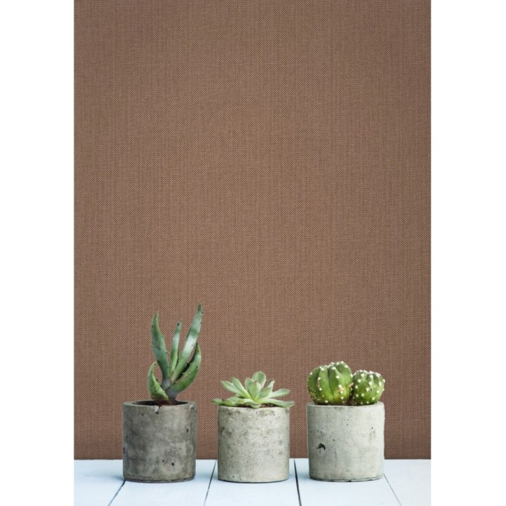 Papel pintado liso texturizado marrón cálido oscuro - Melvin Texture 126956