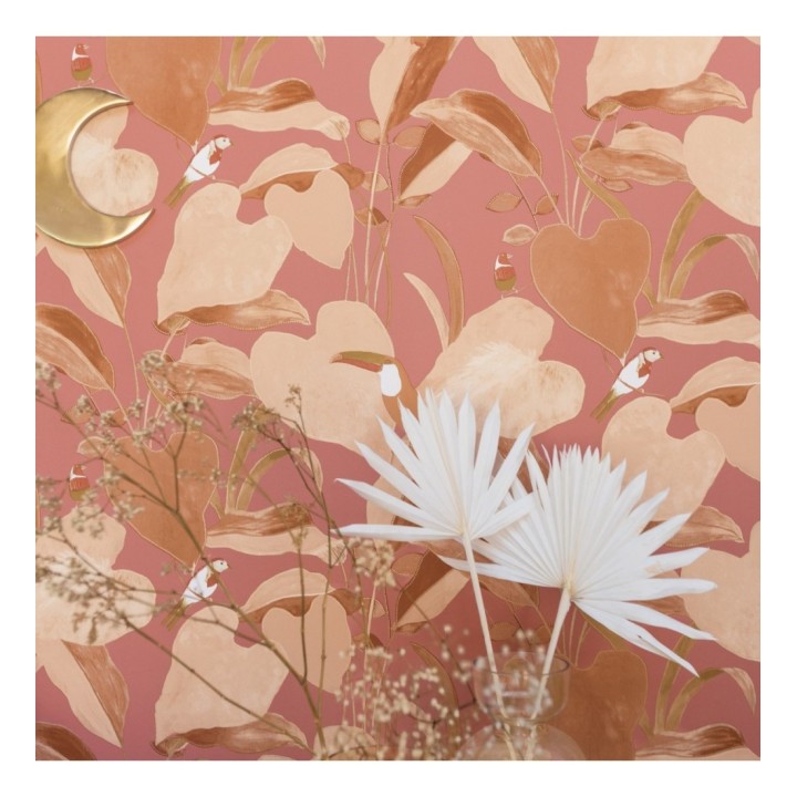 Papel pintado tucán y colibrís sobre hojas - Papúa 127016