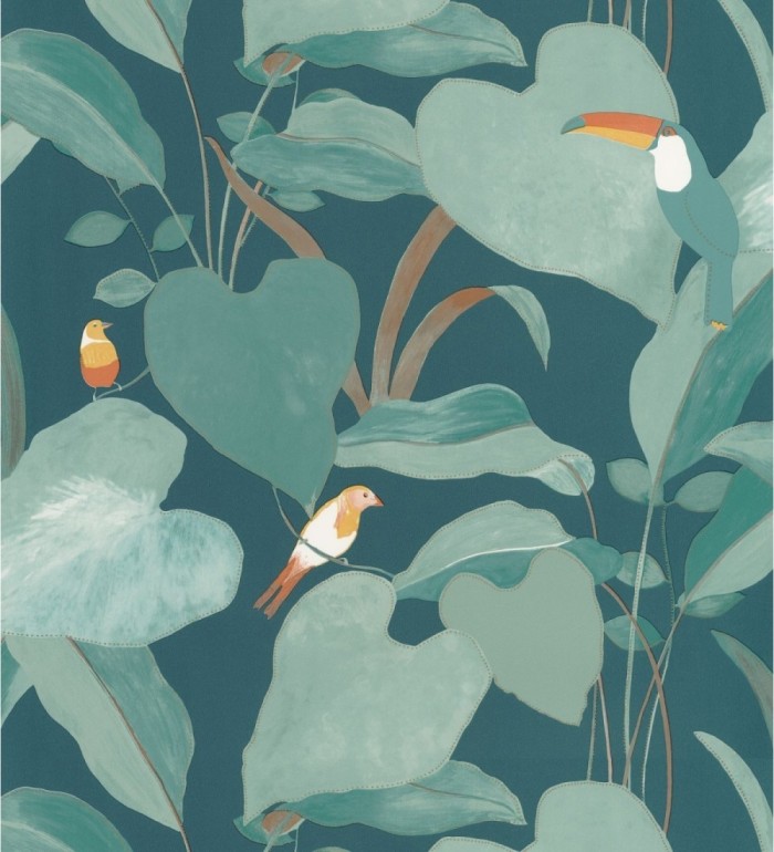 Papel pintado tucán y colibrís sobre hojas - Papúa 127018