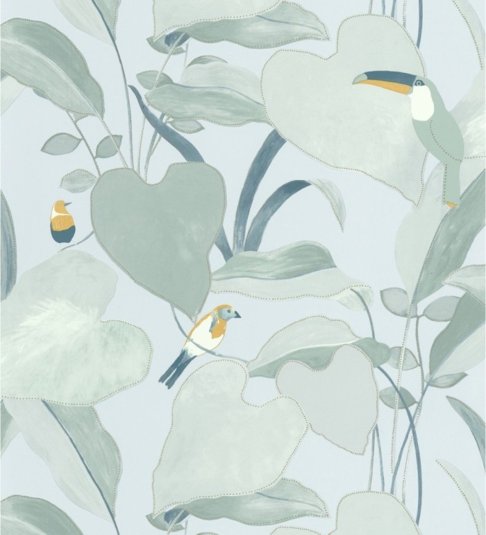 Papel pintado tucán y colibrís sobre hojas - Papúa 127019