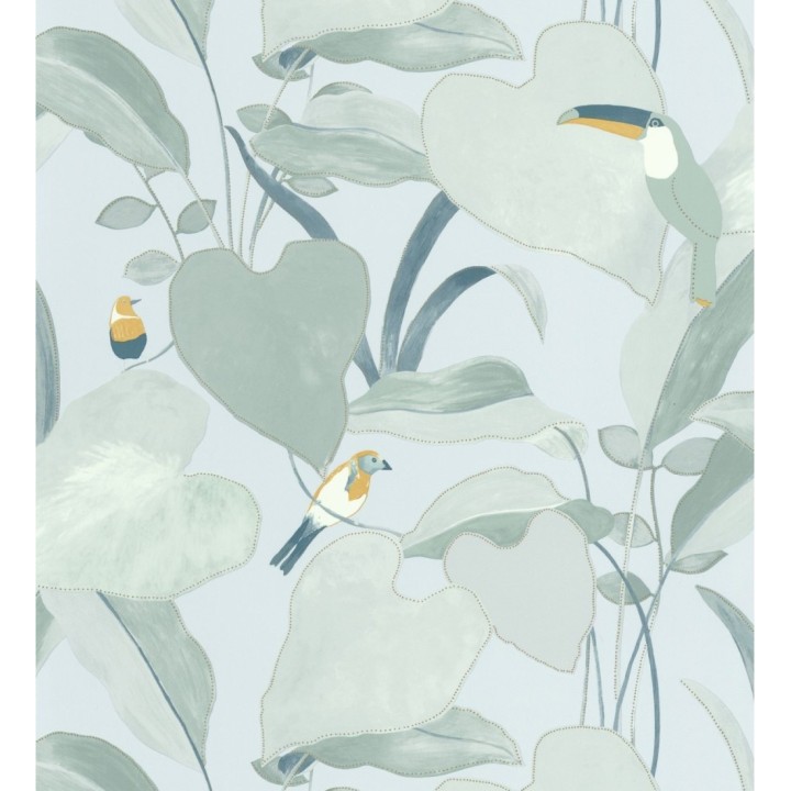 Papel pintado tucán y colibrís sobre hojas - Papúa 127019