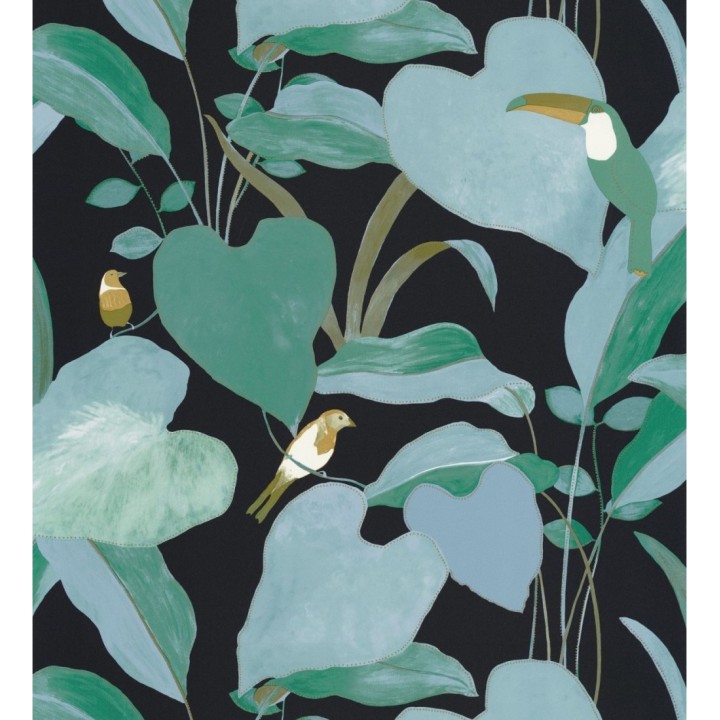 Papel pintado tucán y colibrís sobre hojas - Papúa 127020