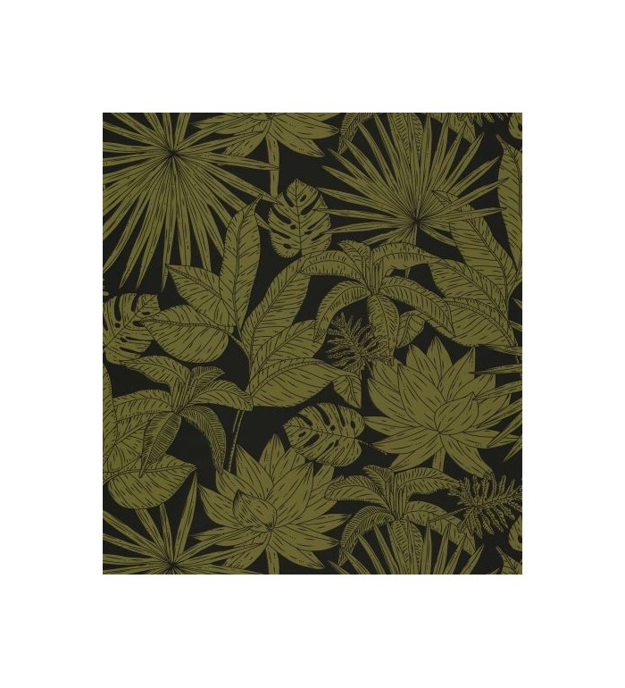 Papel pintado hojas dibujadas verde - Sri Lanka 127025