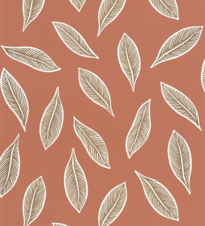 Papel pintado hojas decorativas color terracota - Glasgow Fall 127027
