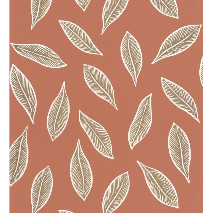 Papel pintado hojas decorativas color terracota - Glasgow Fall 127027