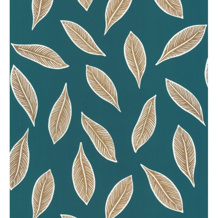 Papel pintado hojas decorativas azul - Glasgow Fall 127029