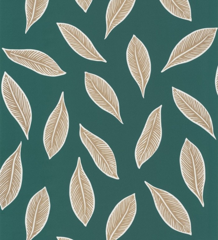 Papel pintado hojas decorativas verde - Glasgow Fall 127030