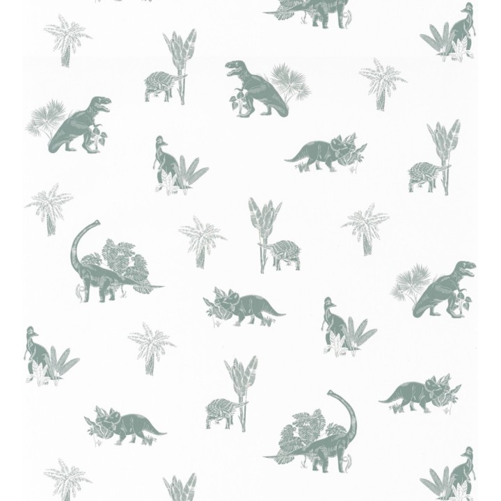 Papel pintado dinosaurios azul y blanco - Dinosaurs Jungle 127048