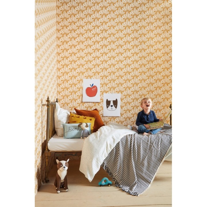 Papel pintado hojas de estilo africano ocre - Sumatra 127049