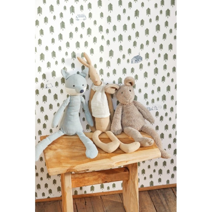 Papel pintado camping con caravanas, tiendas y árboles - Scandi Camping 127061