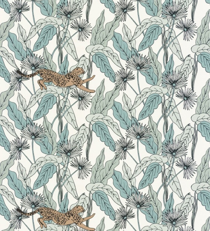 Papel pintado leopardos y hojas - Wild Garden 127084