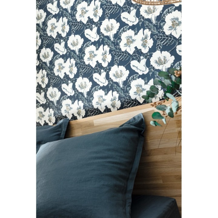 Papel pintado flores grandes y hojas - Kaisu Flowers 127093