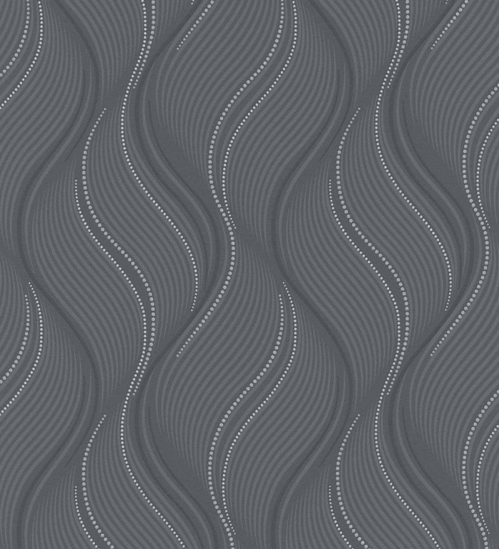 Papel pintado geométrico de ondas gris marengo oscuro - Spinel 127116