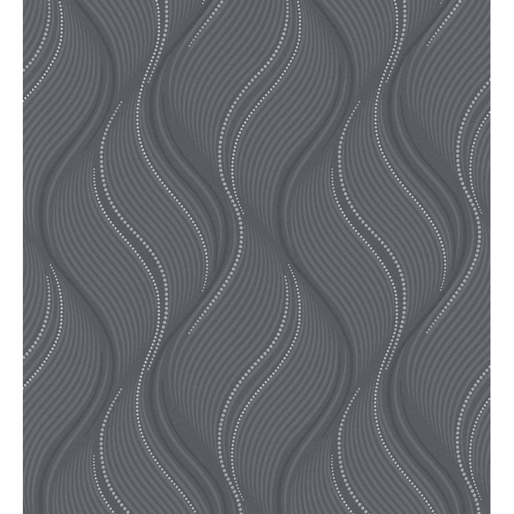 Papel pintado geométrico de ondas gris marengo oscuro - Spinel 127116
