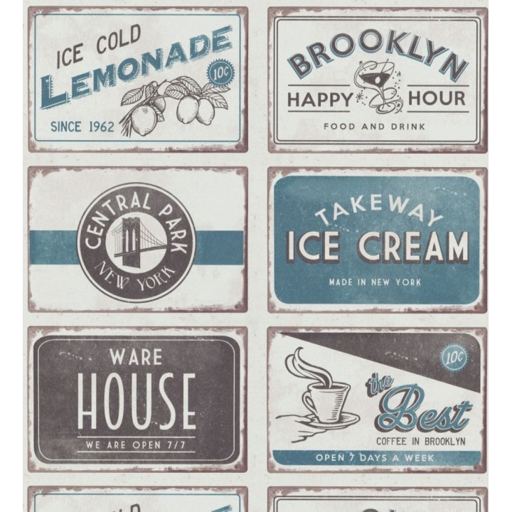 Papel pintado con rótulos de bar americano estilo pop art - Brooklyn Bar 127125