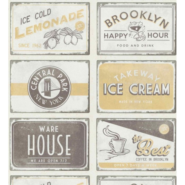 Papel pintado con rótulos de bar americano estilo pop art - Brooklyn Bar 127126